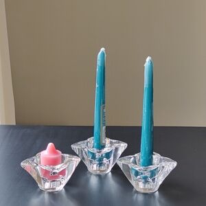 3  crystal ✨ | 🌷 Tulip shape candle stick & votive holders
